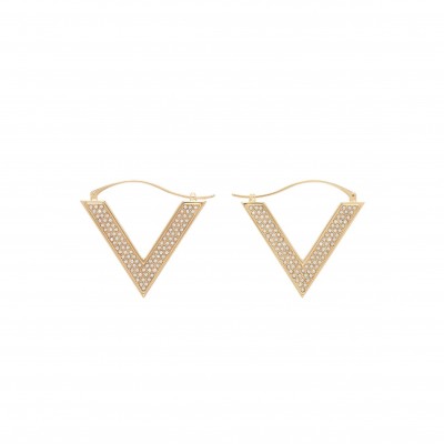 VALENTINO GARAVANI GOLD V DETAIL EARRINGS 